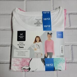 Member's Mark Girl's 2-Pack My Favorite Long Sleeve Tees Unicorn Pink Size 10/12